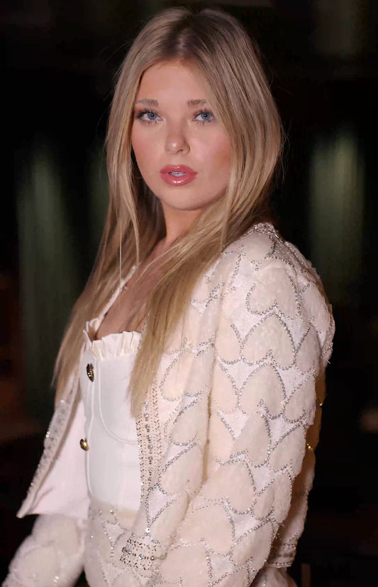 Cream Hearts 2 piece Suit Set