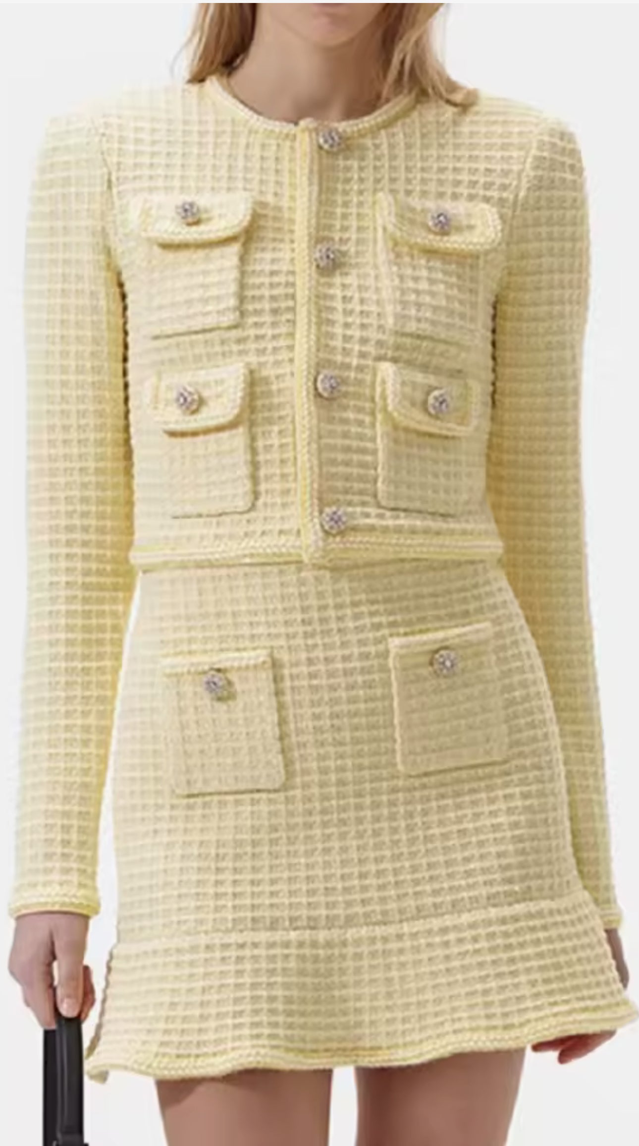 Yellow Suit Set with crystal buttons