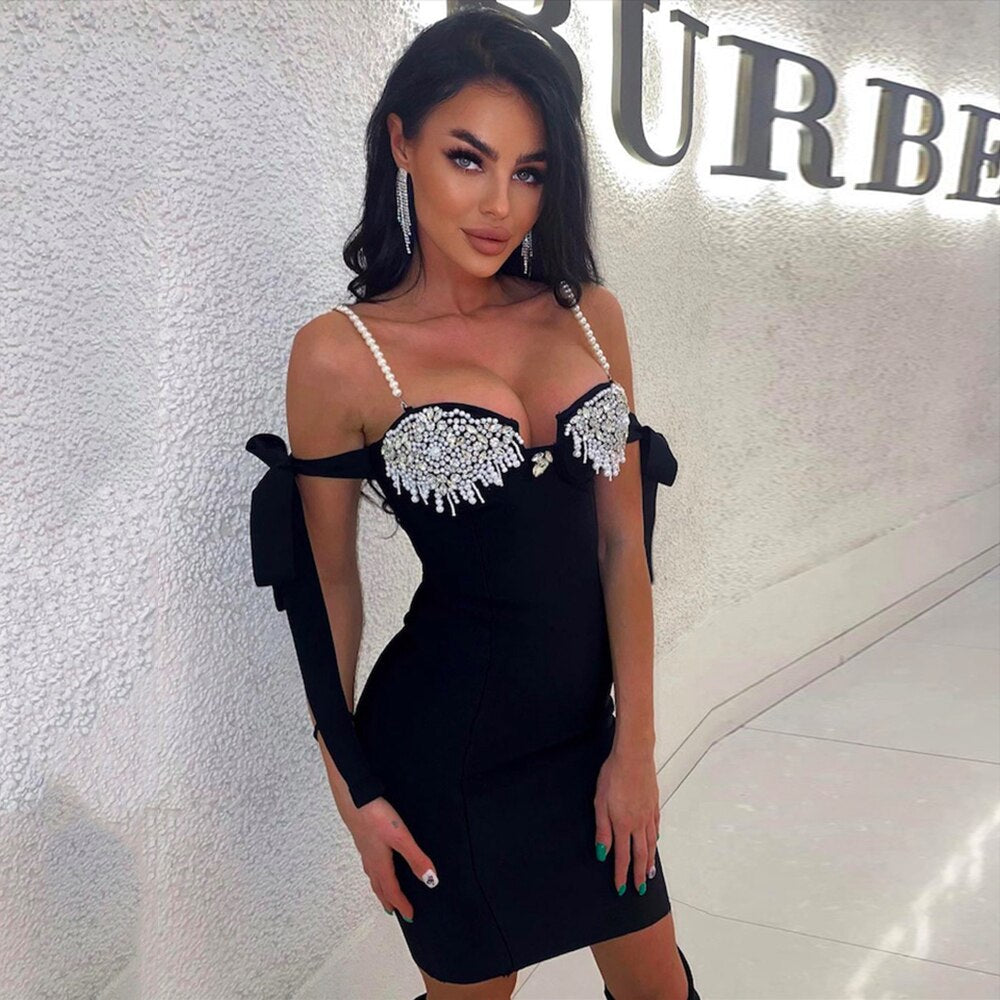 "Its Giving Body" Black Diamond Dress